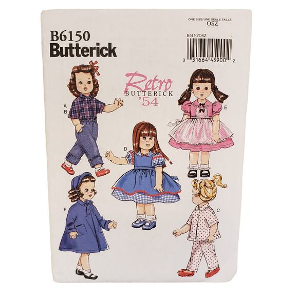 Butterick 18 Doll Clothes Sewing Pattern B6150 Retro 50s Doll Clothes UNCUT - Picture 6 of 6